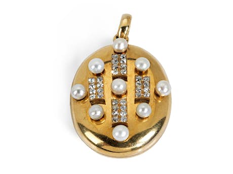 Antikes Gold-Perl-Diamantmedaillon